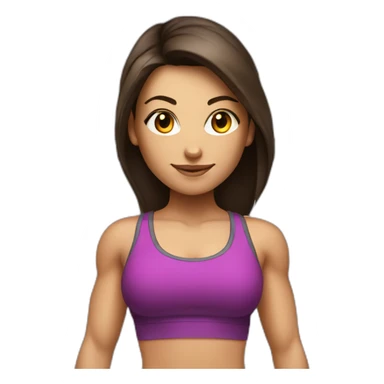 Brunette fitness girl with a barbell on her shoulders sticker
