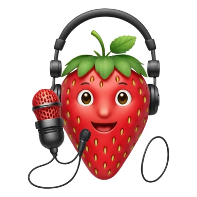 A strawberry holding mic and wear headphone sticker