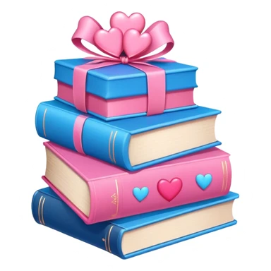 lots of romance books stacked up, pink and blue, with hearts and bows sticker