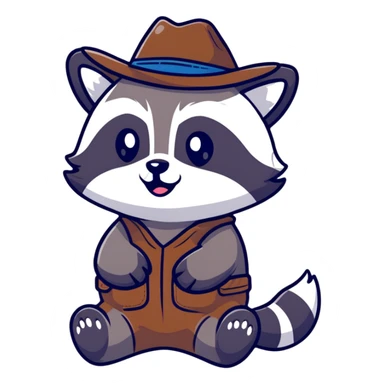 cartoon raccoon cowboy rolling his eyes sticker