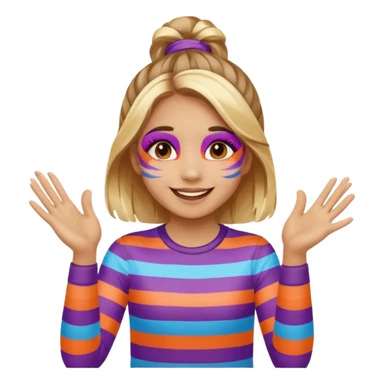 A cheerful girl with face paint stripes, clapping her hands with joy. sticker
