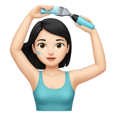 woman black long hair shaving armpit sticker