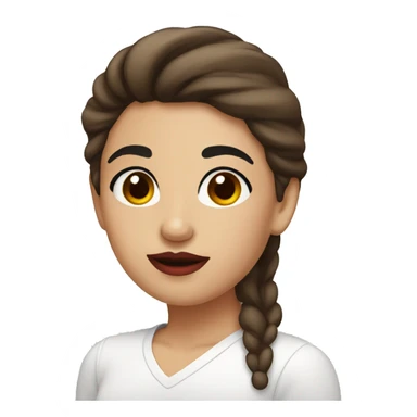 Girl with brown hair and brown eyes and black eyebrows and red lips sticker