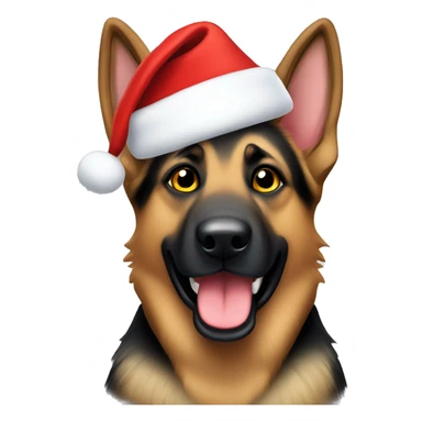 German Shepherd Dog wearing a Santa hat sticker