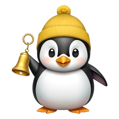 Penguin with yellow beanie ringing bell sticker