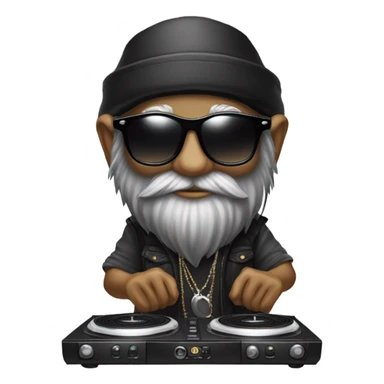 Vibey Dj gnome wih sunglasses ad turntables wearing black sticker