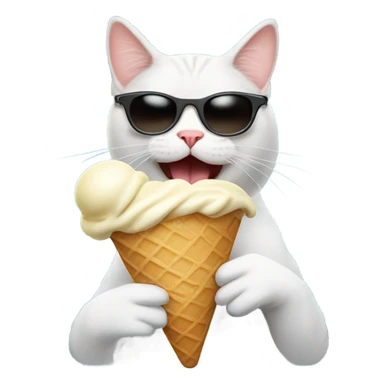 Cat with sunglasses while eating ice cream sticker