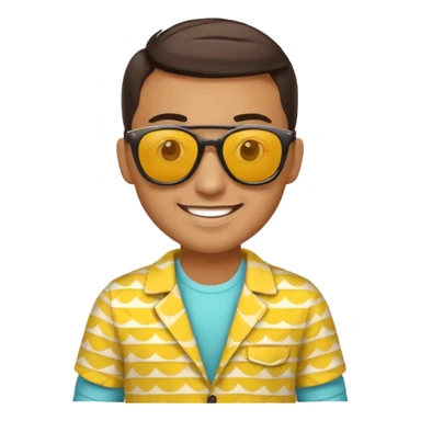 fotographer with yellow patterned summer clothes and sun glasses sticker