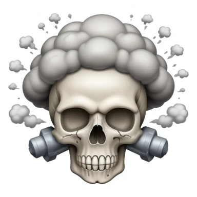 Взорванный череп с ядерным грибом, эмоджи скопировать sticker