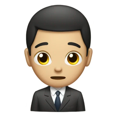 Asian rice farmer wearing suit sad face sticker
