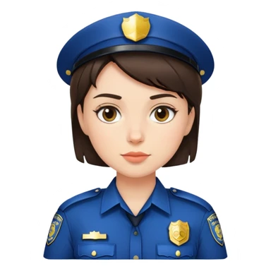 Brunette short Hair Girl Police Officer  sticker