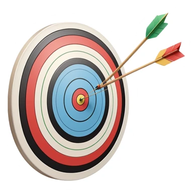 A close-up of a bowstring pulled taut with an arrow aimed at a target. The target's concentric rings are visible in the background, highlighting the focus and precision required for archery. The scene captures the grace and concentration of the sport. sticker