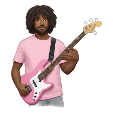 bruned-long-bassguitar-player-pink-tshirt-pink sticker