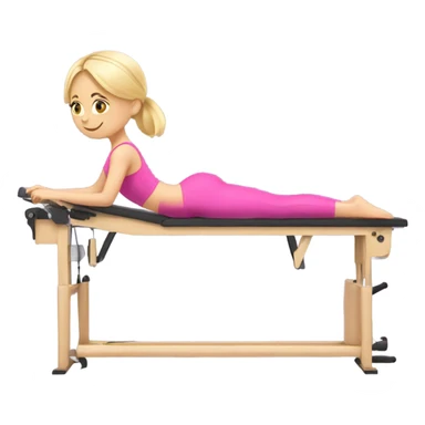 Blonde girl wearing pink doing reformer pilates sticker