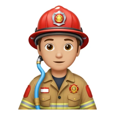 firefighter in uniform holding hose sticker
