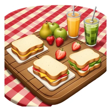 picnic table with food items on it sticker