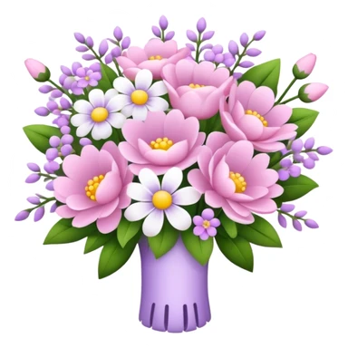 baby pink flower bouquet with white flowers light purple flowers  sticker