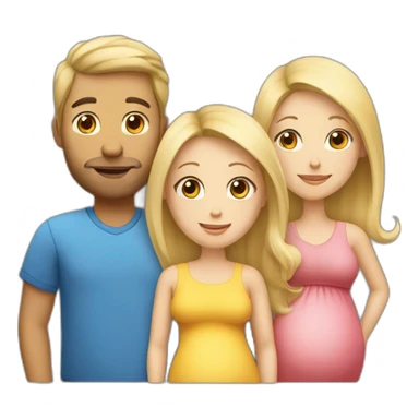Family;blonde-haired-pregnant-mother, blonde-haired-child, black-haired-dad sticker