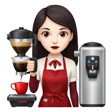Vampire Barista with a coffee maker Infront    sticker