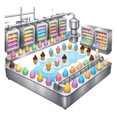 Ice cream factory with machines and production lines sticker