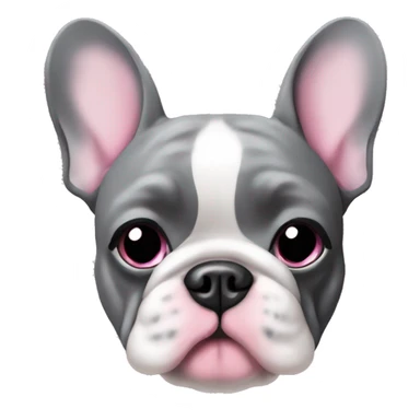 A gray colores frenchie with pink heart eyes sticker