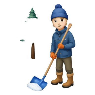 Man wearing boots and a toque shoveling snow in his driveway sticker