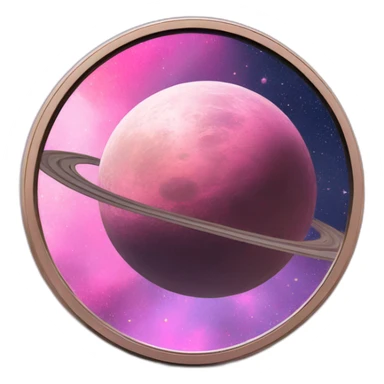 space themed coin with pink hues sticker