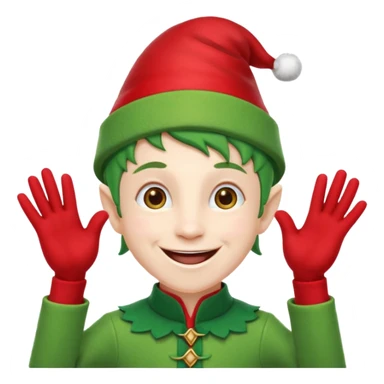 DUENDE NAVIDEÑO SONRIENDO CON DIENTES Y MANOS ARRIBA ANIMANDO sticker