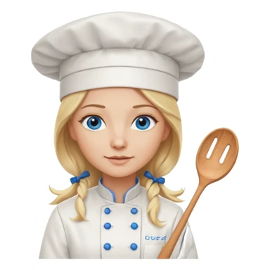 Long Blonde hair blue eyed female chef sticker