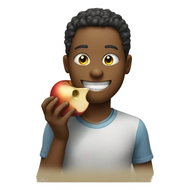 Smiley eating an apple sticker