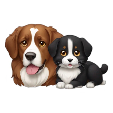A brown and black cat without white poiles next to bernese dog sticker