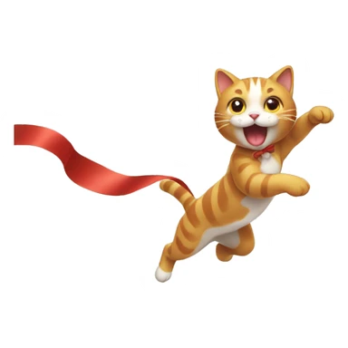 cat chasing long ribbon sticker