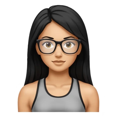 Mujer fitness con lentes y cabello largo negro sticker