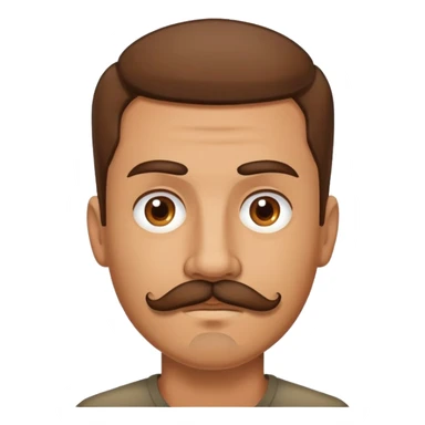 Un homme avec une moustache et un bouc mal raser cour couleurs brune  sticker