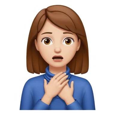 white woman with brown hair hands around her neck choking emoji sticker