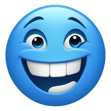 Blue face with a huge Open smile and squinted happy yes. It has no teeth sticker