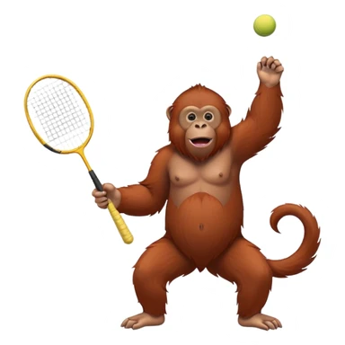 orangutan playing badminton sticker
