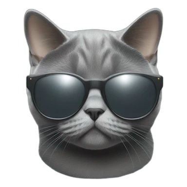 deep gray British Shorthair Cat with sunglasses use camera sticker