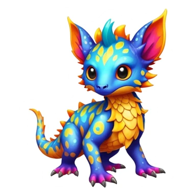 a colorful edgy cute vernid-fionbri-creature with splash patterns full body  sticker