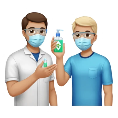 Give me emojis that represent corona-time safety rules such as: keep your distance, wear a mask, wash hands, avoid crowds, sanitize regularly, stay home, and no handshakes. Use only relevant emojis. sticker