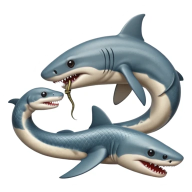 shark kisses to snake  sticker