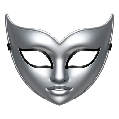 A sleek masquerade mask emoji made of polished silver chrome, smooth sensual curves, reflective metallic surface, mysterious sexy luxury vibe, minimal iOS emoji style, centered, clean white background sticker