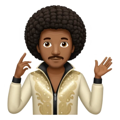 Walter Williams from The O'Jays with dark brown afro hair, cream sequin outfit sticker