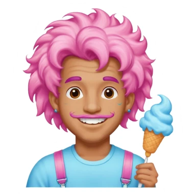happy colorful puffy haired man made out of cotton candy with braces and tattoos and just face not holding anything sticker