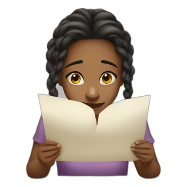 girl reading letter crying with happy eyes  sticker