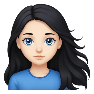 Long-haired girl with black hair 1 meter long. This girl has one eye of blue color and the other of brown color. sticker