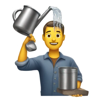 man pouring steel sticker