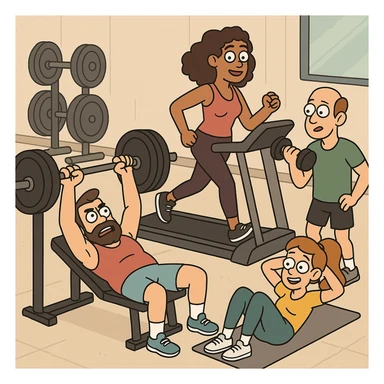 gym, fitness, cartoon style sticker