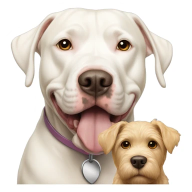 White pitbull with golden doodle  sticker