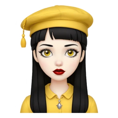 gothic girl black haired with yellow hat sticker